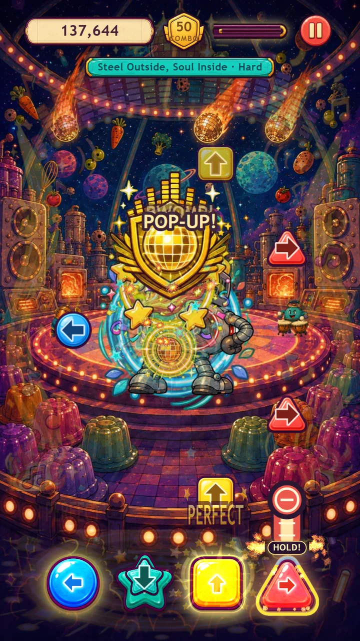 Beat-Bot 5000 lights up a combo crest